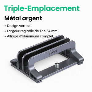 Support vertical pliable en  aluminium pour ordinateur portable  pour MacBook Air Pro,  pour tablette  triple fente en métal
