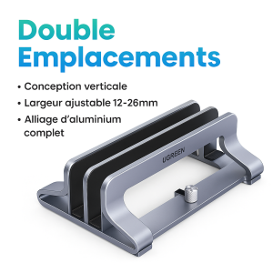 Support vertical pliable en  aluminium pour ordinateur portable  pour MacBook Air Pro,  pour tablette  double fente