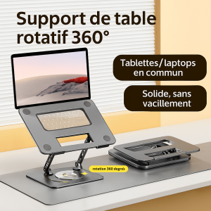 Support pliable pour ordinateur portable LS652, en alliage d'aluminium, rotatif, pour tablette, MacBook, support de refroidissement