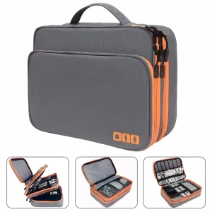 Sac de rangement multicouche pour câbles, organiseur d'accessoires électroniques, étui de voyage portable pour câbles et chargeurs d'iPad