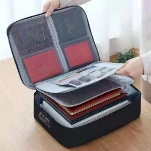 Porte-documents à 3 niveaux pour hommes et femmes, organiseur de documents, noir