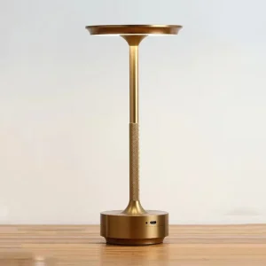 Lampe décorative simple en alliage d'aluminium, veilleuse LED, intensité variable, style rétro, portable, rechargeable, tactile doré