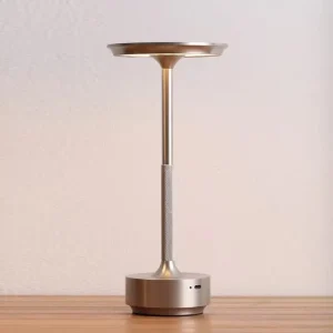 Lampe décorative simple en alliage d'aluminium, veilleuse LED, intensité variable, style rétro, portable, rechargeable, tactile argent