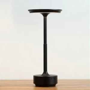 Lampe décorative simple en alliage d'aluminium, veilleuse LED, intensité variable, style rétro, portable, rechargeable, tactile noir