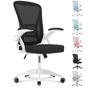 Chaise de bureau ergonomique avec accoudoirs relevables à 90° A