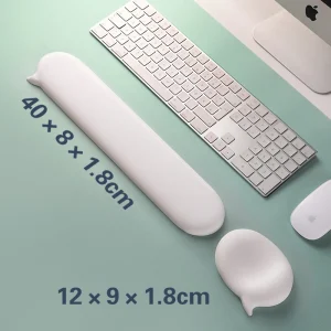 Tapis de souris ergonomique en silicone avec repose-poignet pour ordinateur portable et bureau Blanc