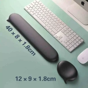 Tapis de souris ergonomique en silicone avec repose-poignet pour ordinateur portable et bureau Noir